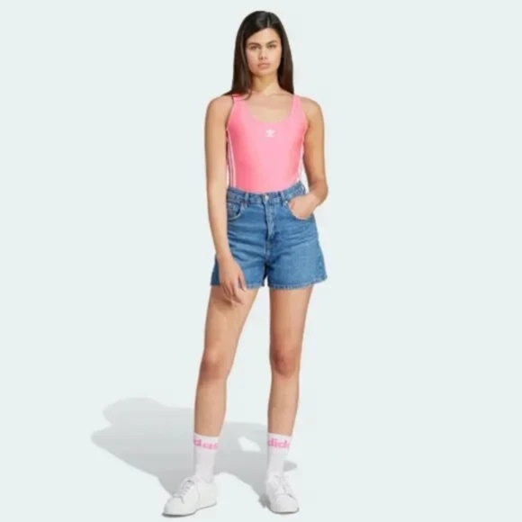 NWT ADIDAS Originals Swimwear Adicolor 3 Stripes One Piece Pink Womens Size 12 - Picture 5 of 5